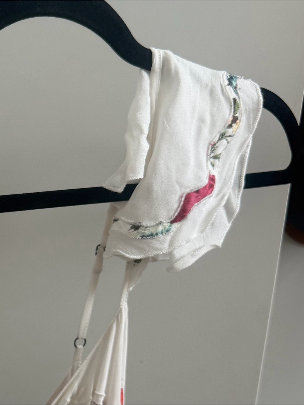 FARM Rio Cream Maxi Dress with Pink & Green Floral Appliqué with ruffle sleeves - Picture 9 of 10